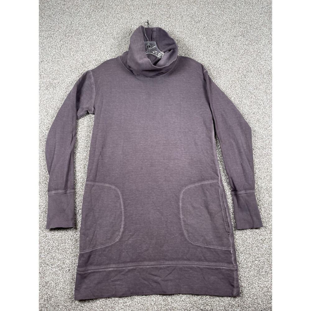Athleta Eco Wash Turtleneck Sweatshirt Dress Gray Womens Size Small